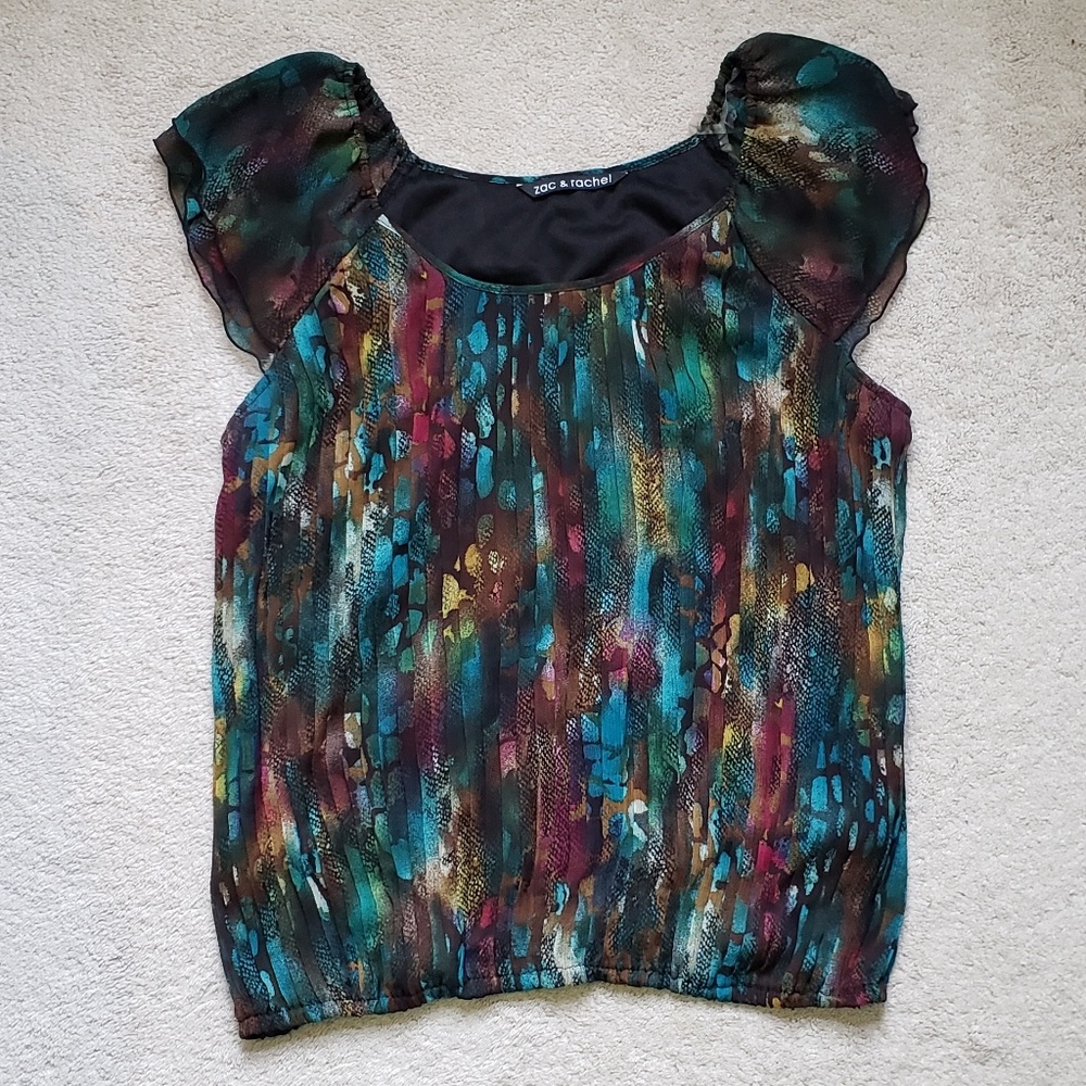 Multicolored Pleated Blouse